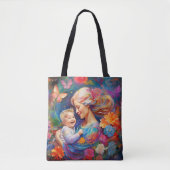 Moeder met Baby Boy Kleurrijke Schilderij Tote Bag (Voorkant)