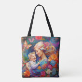 Moeder met Baby Boy Kleurrijke Schilderij Tote Bag (Achterkant)