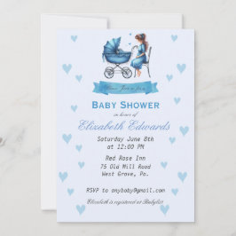 Moeder met Baby Carriage Baby shower Uitnodiging
