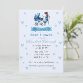 Moeder met Baby Carriage Baby shower Uitnodiging (Staand voorkant)
