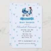 Moeder met Baby Carriage Baby shower Uitnodiging (Voorkant / Achterkant)