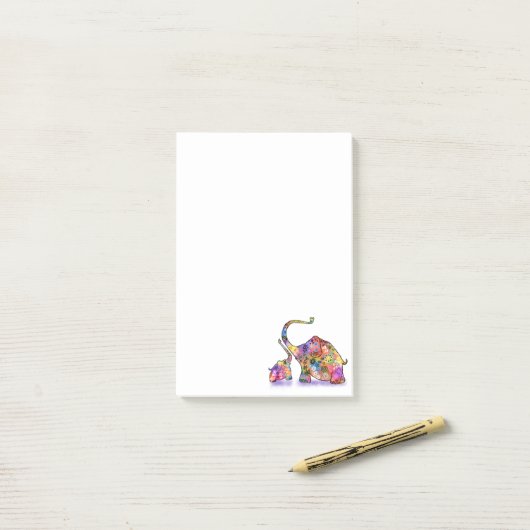 Moeder met Baby Elephant Post Post-it® Notes (Op bureau)
