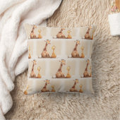 Moeder met Baby Giraffe Waterverf Kussen (Deken)