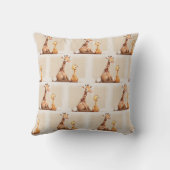 Moeder met Baby Giraffe Waterverf Kussen (Achterkant)