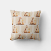 Moeder met Baby Giraffe Waterverf Kussen (Voorkant)