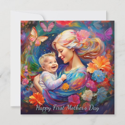 Moeder met baby jongen eerste Moederdag Kaart (Voorkant)