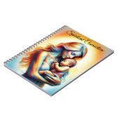 Moeder met baby lichtgevende tedere omhelzing kuns notitieboek (Linkerzijde)