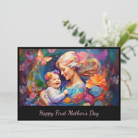 Moeder met baby meisje eerste Moederdag Kaart (Staand voorkant)