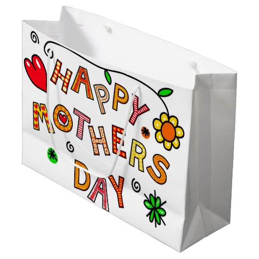 Moeder met grote cadeaus groot cadeauzakje (Voorkant Gekanteld)