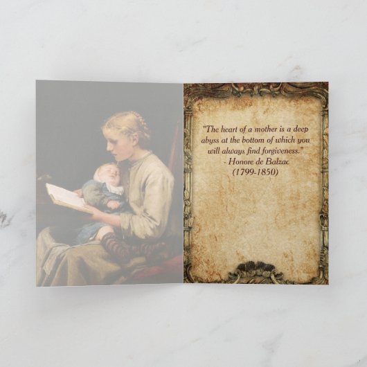 Moeder met haar baby  Gold Monogram Kaart (Binnen)