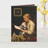 Moeder met haar baby Gold Monogram Kaart (Gele Bloem)