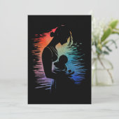 Moeder met haar baby, moeder en haar baby schets, bedankkaart (Staand voorkant)