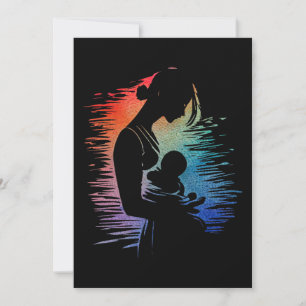 Moeder met haar baby, moeder en haar baby schets, bedankkaart