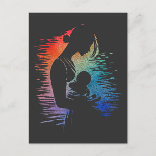 Moeder met haar baby, moeder en haar baby schets, briefkaart