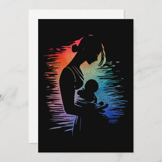 Moeder met haar baby, moeder en haar baby schets, feestdagenkaart (Voorkant / Achterkant)