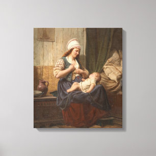 Moeder met haar kind (door Rudolf Jordan) Canvas Afdruk