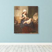 Moeder met haar kind (door Rudolf Jordan) Canvas Afdruk (Insitu (Houten vloer))