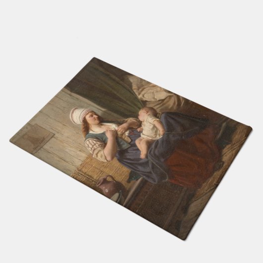 Moeder met haar kind (door Rudolf Jordan) Deurmat (Schuin)