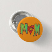 Moeder Met Hart Hand Getekende Kunst Geel Ronde Button 3,2 Cm (Voorkant /achterkant)