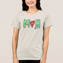 Moeder Met Hart Handgetekende Kunst  Tri-Blend Shirt
