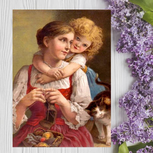 Moeder met kind en kat