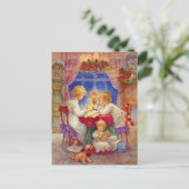  moeder met kinderen aan de tafel briefkaart (Staand voorkant)