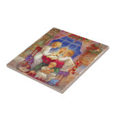  moeder met kinderen aan de tafel tegeltje (Zijkant)