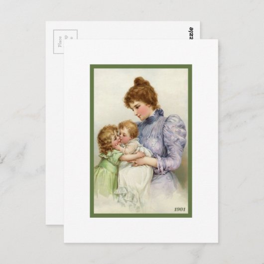  moeder met kinderen briefkaart (Voorkant / Achterkant)