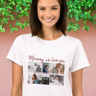 Moeder met Kinderen en Familie Mam 6 Foto Collage T-shirt