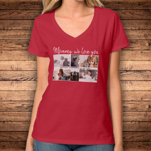 Moeder met Kinderen en Familie Mam 6 Foto Collage T-shirt