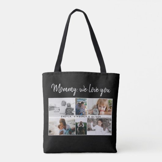 Moeder met Kinderen en Familie Mam 6 Foto Collage Tote Bag (Achterkant)