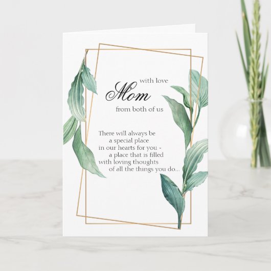 Moeder met liefde groen en goud tropische bladeren kaart (Voorkant)