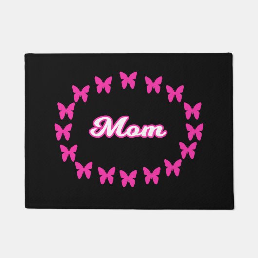 Moeder Met Mooie Roze Vlinders Deurmat (Voorkant)