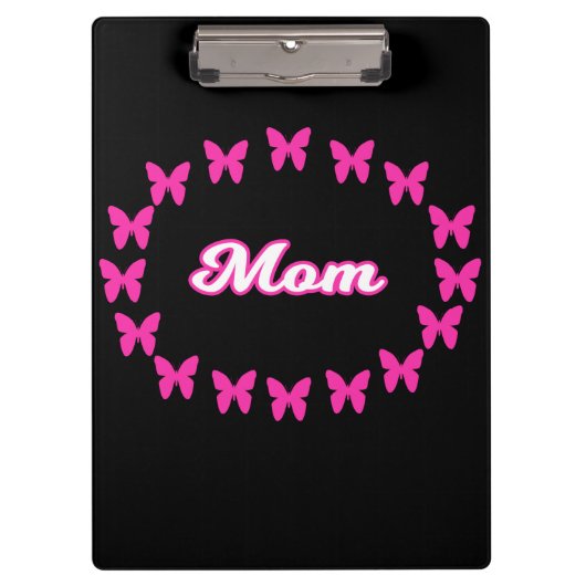 Moeder Met Mooie Roze Vlinders Klembord (Voorkant)