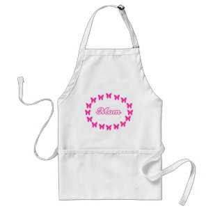 Moeder Met Mooie Roze Vlinders Standaard Schort