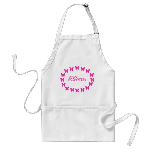 Moeder Met Mooie Roze Vlinders Standaard Schort (Voorkant)