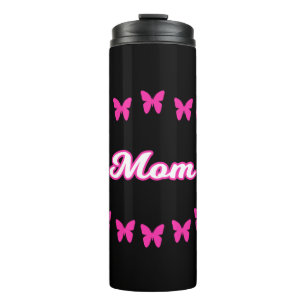 Moeder Met Mooie Roze Vlinders Thermosbeker