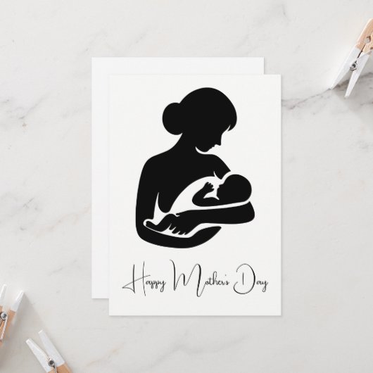 Moeder met pasgeboren Baby Moederdag Kaart (Voorkant / Achterkant in situ)