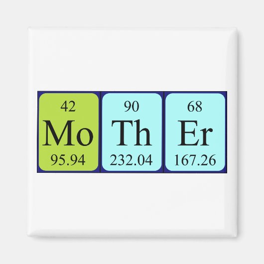 Moeder met periodieke tabelnaam magneet (Voorkant)