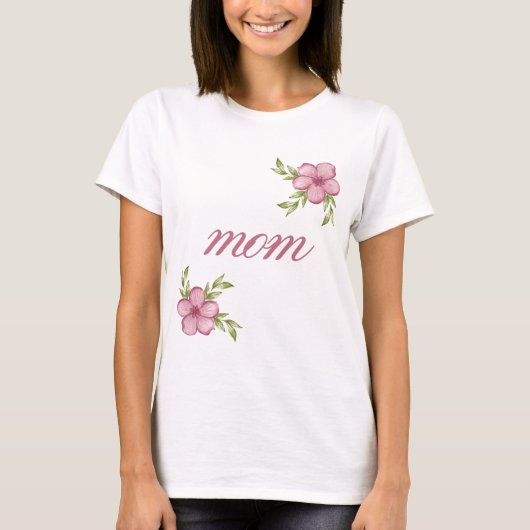 Moeder met roze bloemen Vrouwen Basic T-shirt (Voorkant)