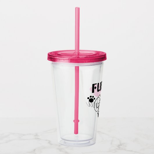 Moeder met roze poot met acrylknol acryl drinkbeker (Rechts)