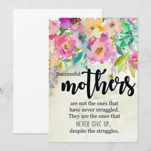 Moeder met succes Moeders Bedankkaart (Voorkant / Achterkant)