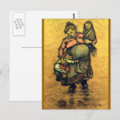 Moeder met twee Kinderen Briefkaart (Voorkant / Achterkant)