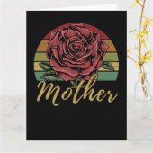 Moeder met vervormde Retro Sunset Red Rose Kaart (Gele Bloem)