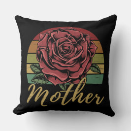 Moeder met vervormde Retro Sunset Red Rose Kussen