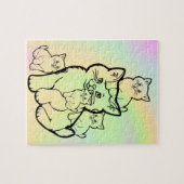 moeder met vier kitten puzzel (Horizontaal)