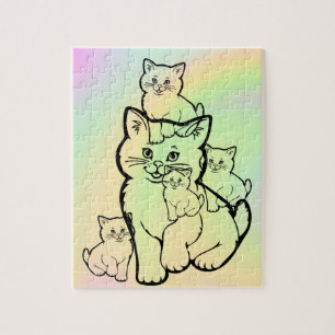 moeder met vier kitten puzzel