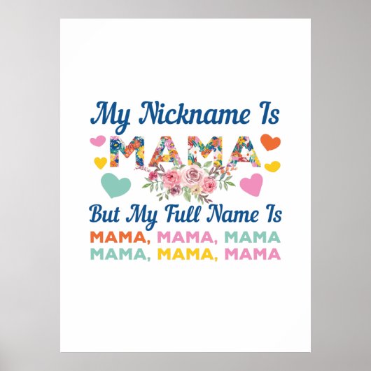 Moeder mijn naam is mama Birthday Poster (Voorkant)