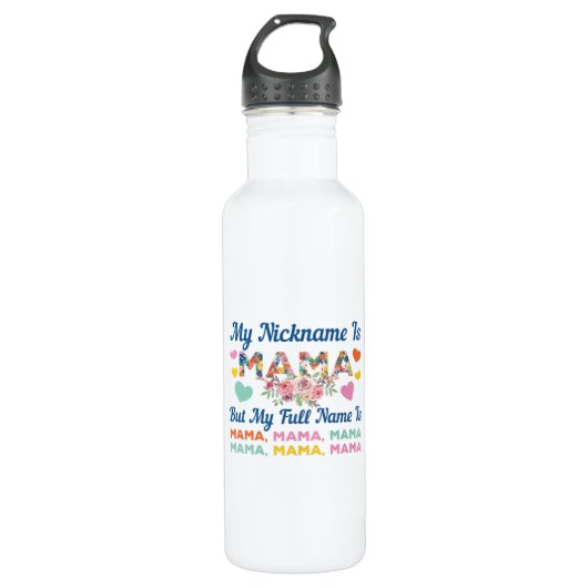 Moeder mijn naam is mama Birthday Waterfles (Voorkant)