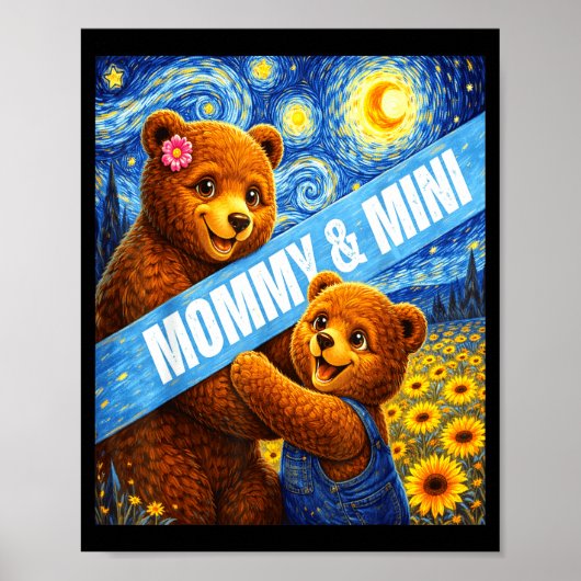 Moeder & mini cute beer bijpassende moederdag poster (Voorkant)